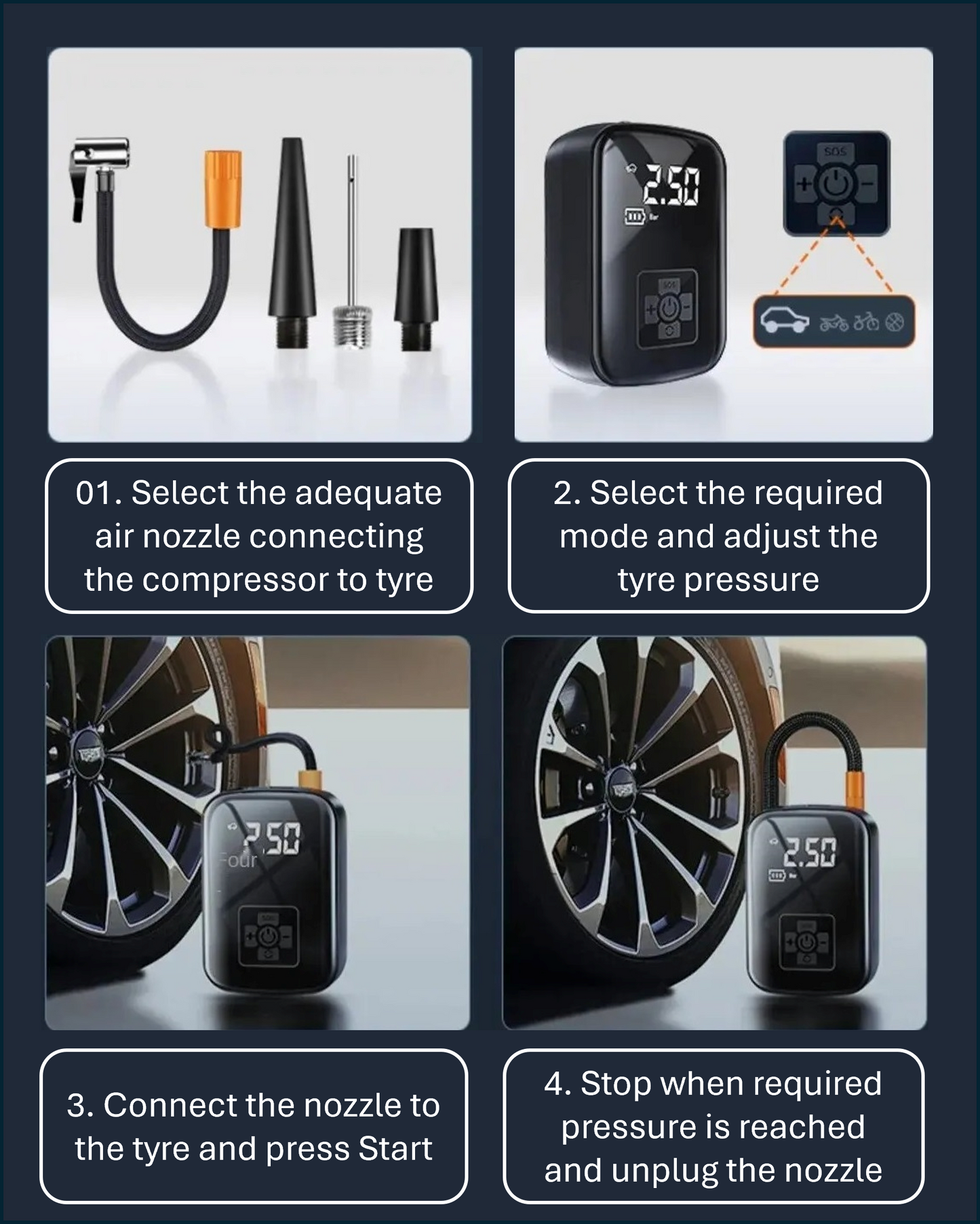 Wireless Tyre Air Compressor